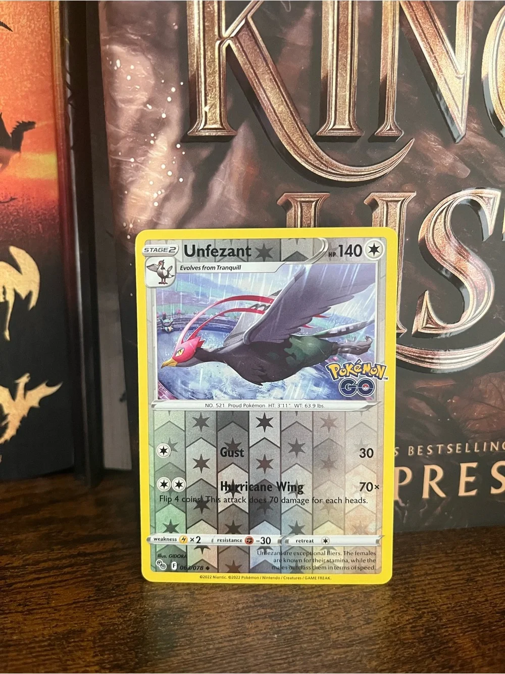 Pokemon GO Stamped Unfezant Reverse Holo Trading Card 063/078